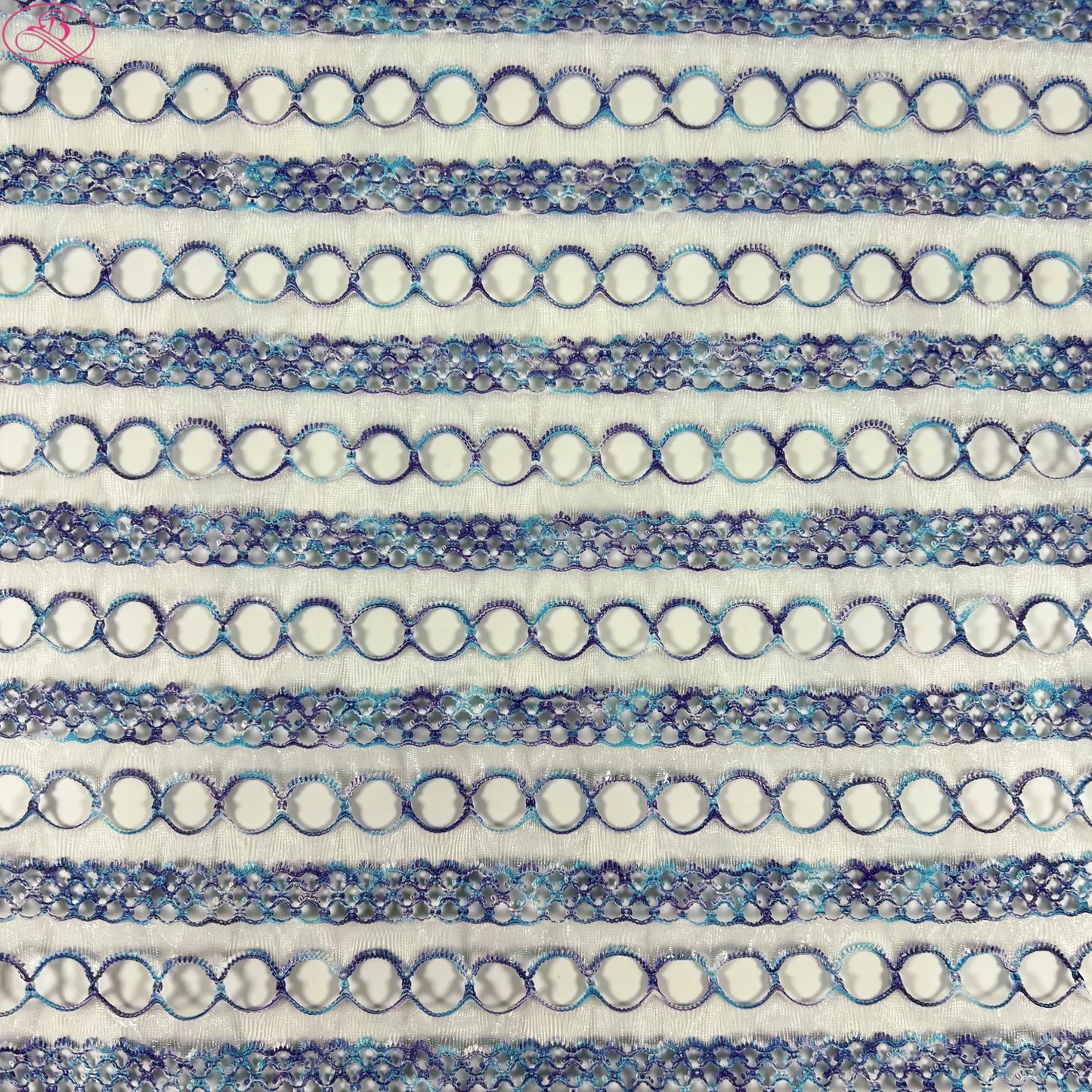 Yarn-Dyed Sheer Fabric with Circular Cut-Outs & Silver Sparkling Threads – Shimmery Summer Textile「七彩链条」