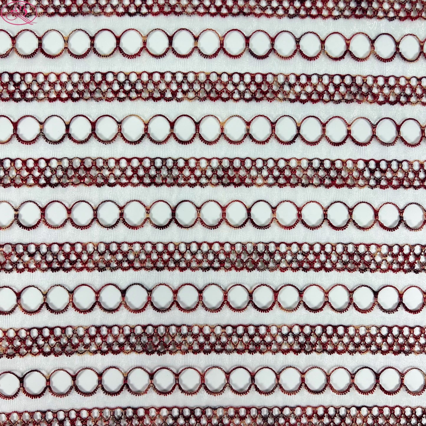 Yarn-Dyed Sheer Fabric with Circular Cut-Outs & Silver Sparkling Threads – Shimmery Summer Textile「七彩链条」
