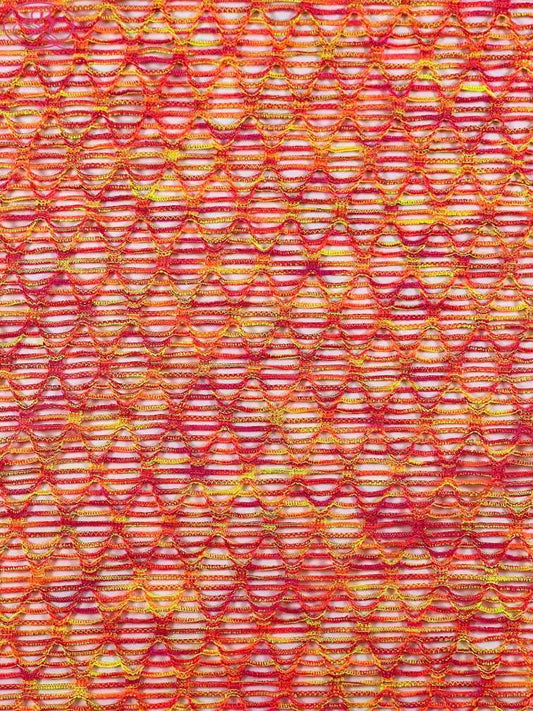 Sexy swimsuit fabric yarn-dyed mesh with high elasticity and multicolor diamond patterns.Rainbow-1 (七彩网格)