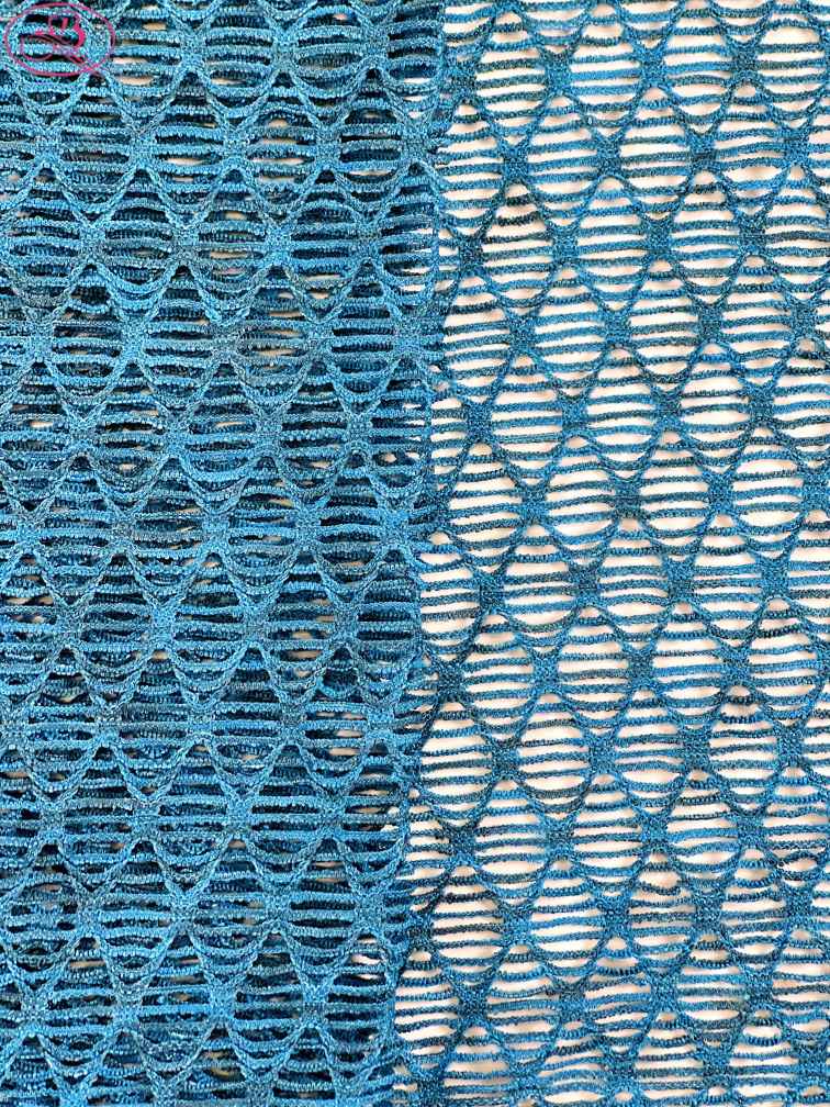 Sexy swimsuit fabric yarn-dyed mesh with high elasticity and multicolor diamond patterns.Rainbow-1 (七彩网格)