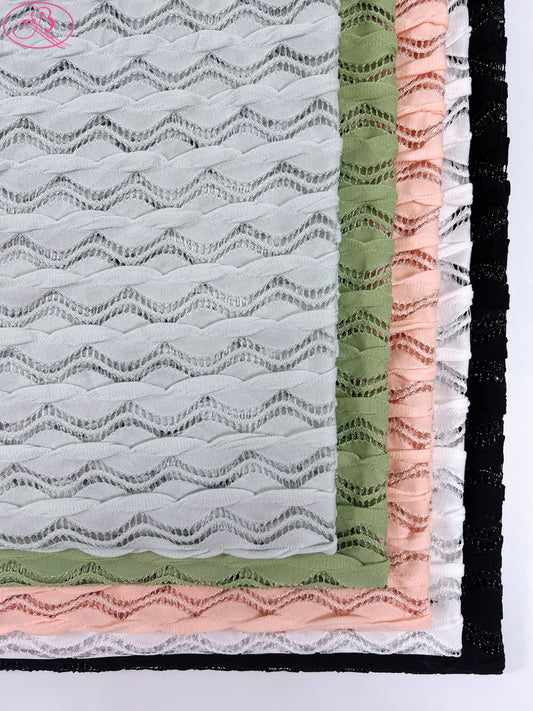 Lace Wave Stripe with Silver Thread Textile Knitted Jacquard Mesh Fabric「6213银线」