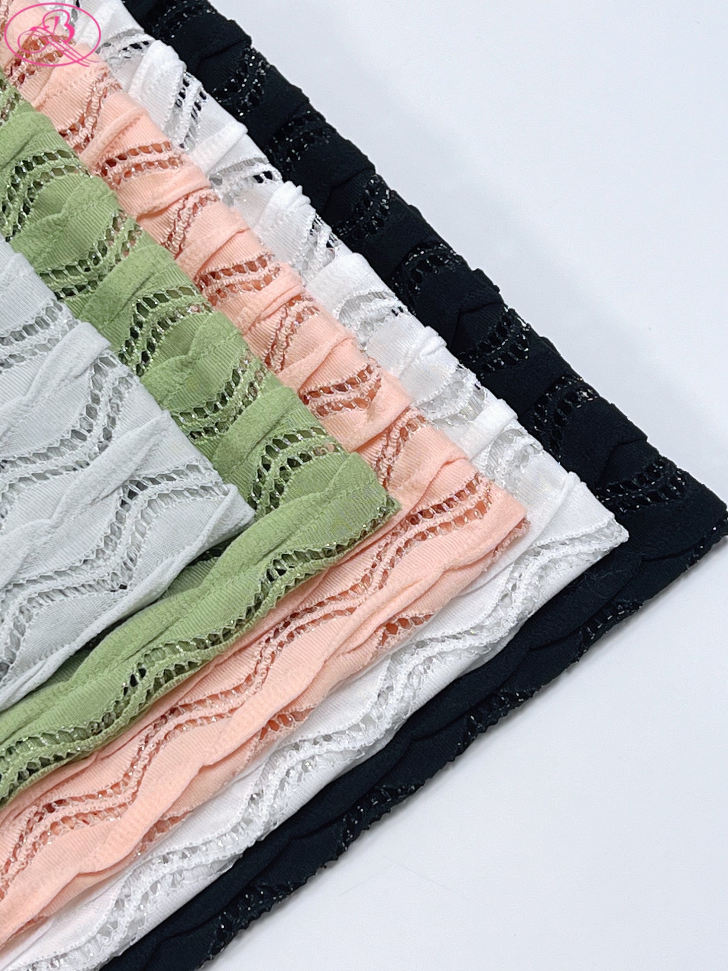 Lace Wave Stripe with Silver Thread Textile Knitted Jacquard Mesh Fabric「6213银线」