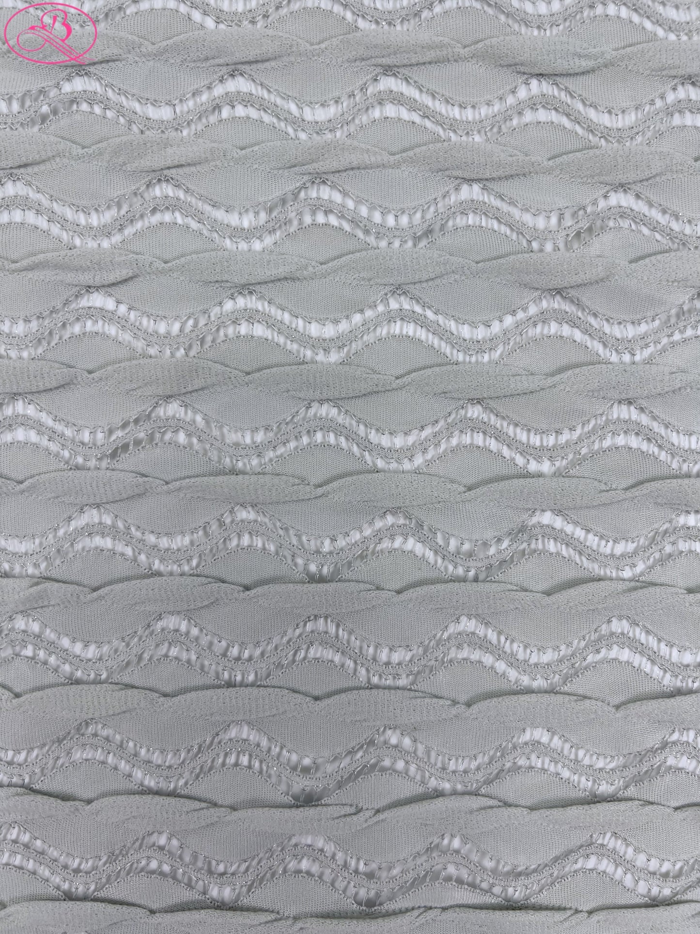 Lace Wave Stripe with Silver Thread Textile Knitted Jacquard Mesh Fabric「6213银线」