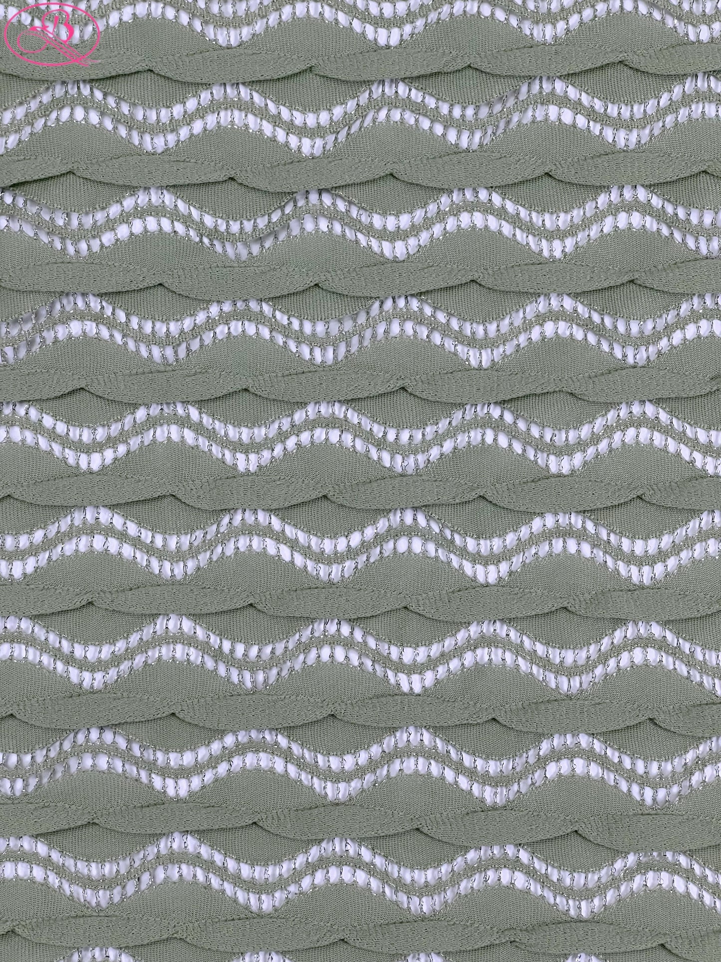 Lace Wave Stripe with Silver Thread Textile Knitted Jacquard Mesh Fabric「6213银线」