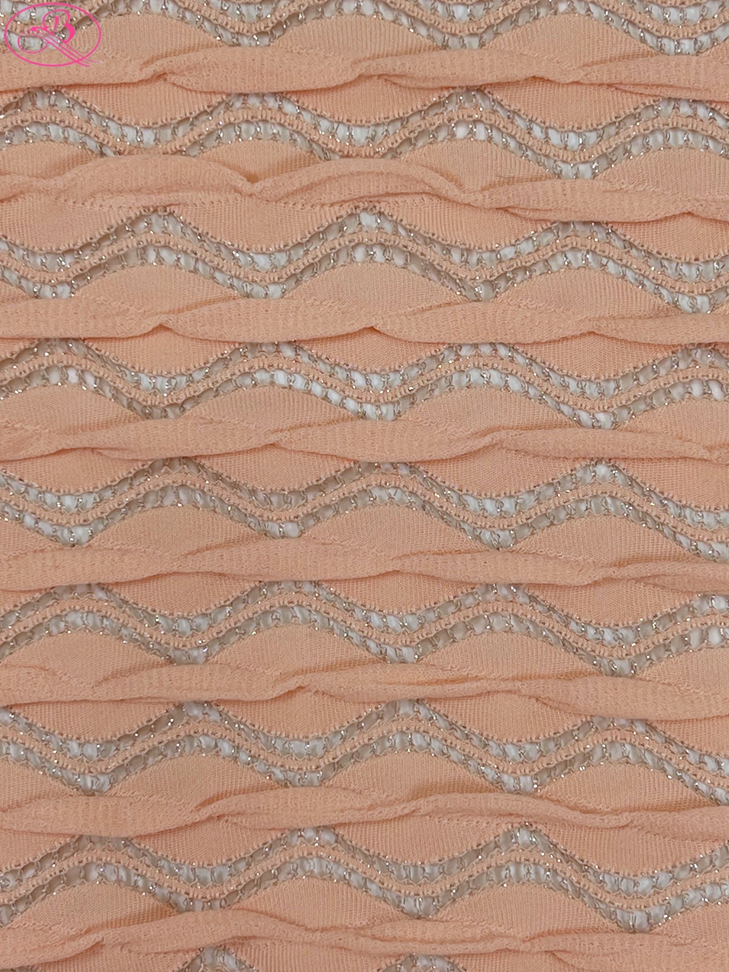 Lace Wave Stripe with Silver Thread Textile Knitted Jacquard Mesh Fabric「6213银线」