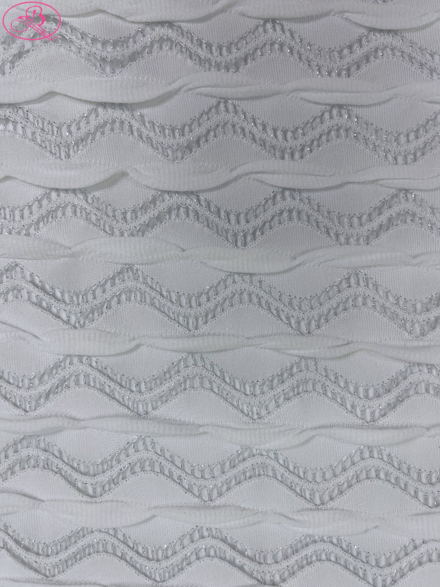 Lace Wave Stripe with Silver Thread Textile Knitted Jacquard Mesh Fabric「6213银线」