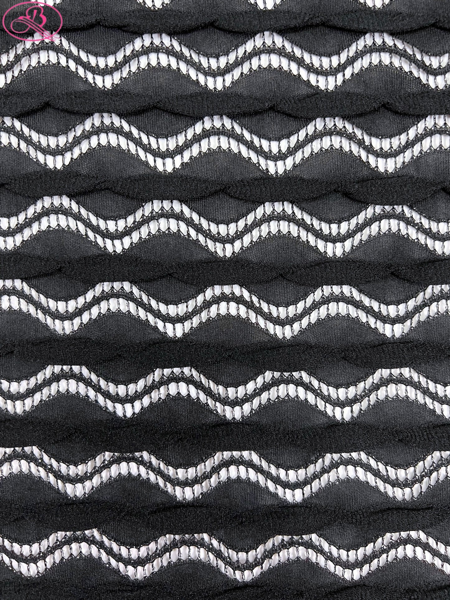 Lace Wave Stripe with Silver Thread Textile Knitted Jacquard Mesh Fabric「6213银线」