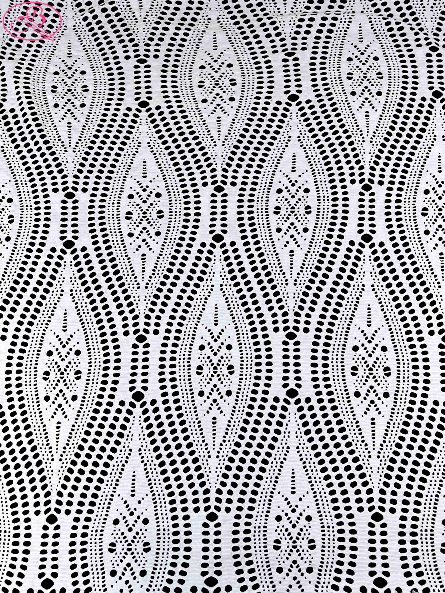 Leaf Patterned Lace Wave Stripe High Elasticity Sexy Knitted Jacquard Mesh Fabric「89001」