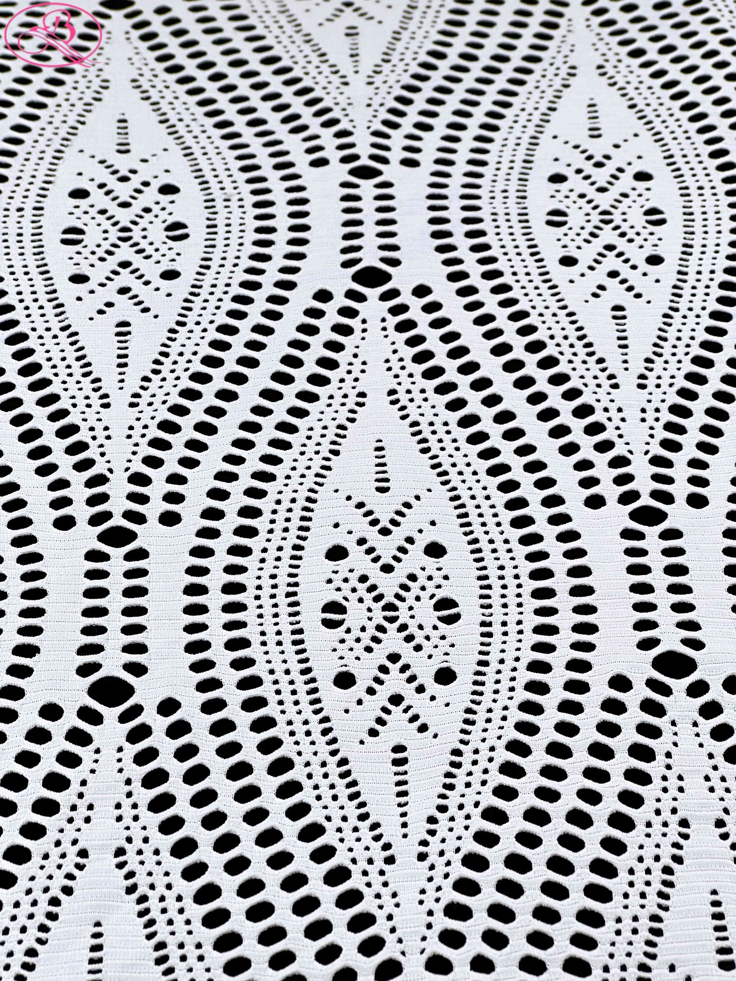 Leaf Patterned Lace Wave Stripe High Elasticity Sexy Knitted Jacquard Mesh Fabric「89001」