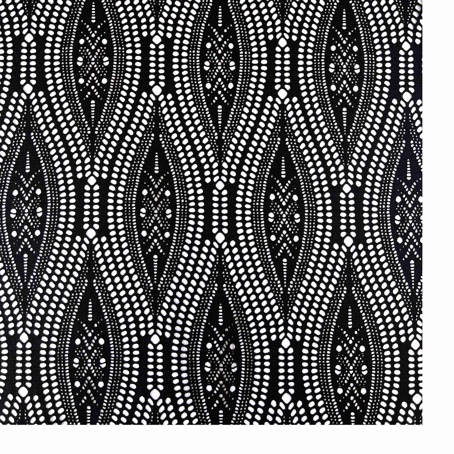 Leaf Patterned Lace Wave Stripe High Elasticity Sexy Knitted Jacquard Mesh Fabric「89001」