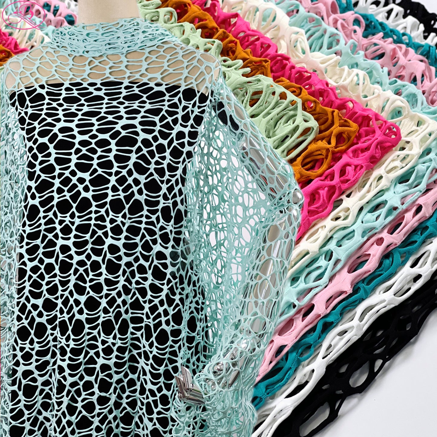 Spider Web-Inspired Knitted Jacquard Mesh Fabric 6703