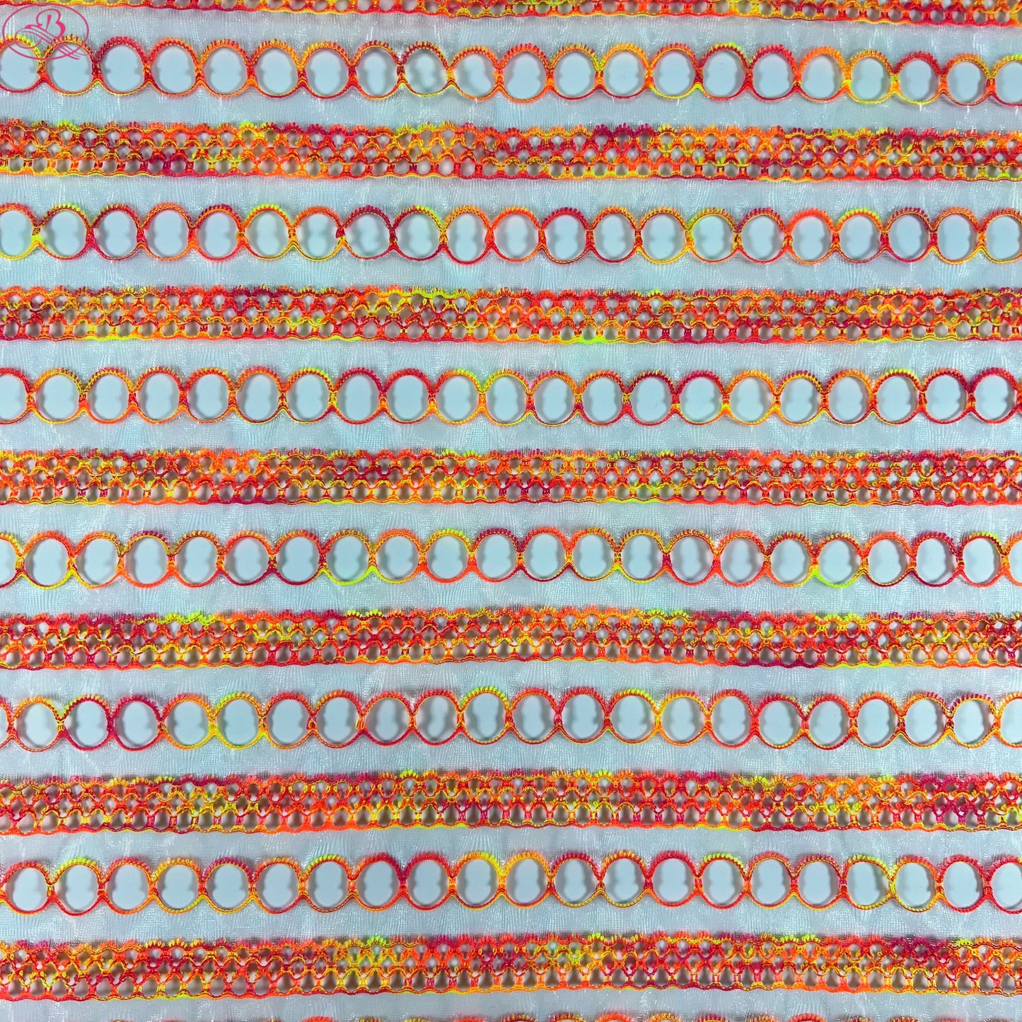 Yarn-Dyed Sheer Fabric with Circular Cut-Outs & Silver Sparkling Threads – Shimmery Summer Textile「七彩链条」