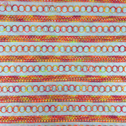 Yarn-Dyed Sheer Fabric with Circular Cut-Outs & Silver Sparkling Threads – Shimmery Summer Textile「七彩链条」