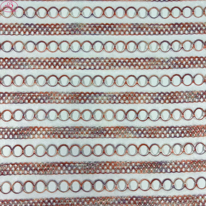 Yarn-Dyed Sheer Fabric with Circular Cut-Outs & Silver Sparkling Threads – Shimmery Summer Textile「七彩链条」