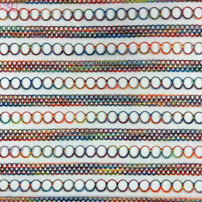Yarn-Dyed Sheer Fabric with Circular Cut-Outs & Silver Sparkling Threads – Shimmery Summer Textile「七彩链条」