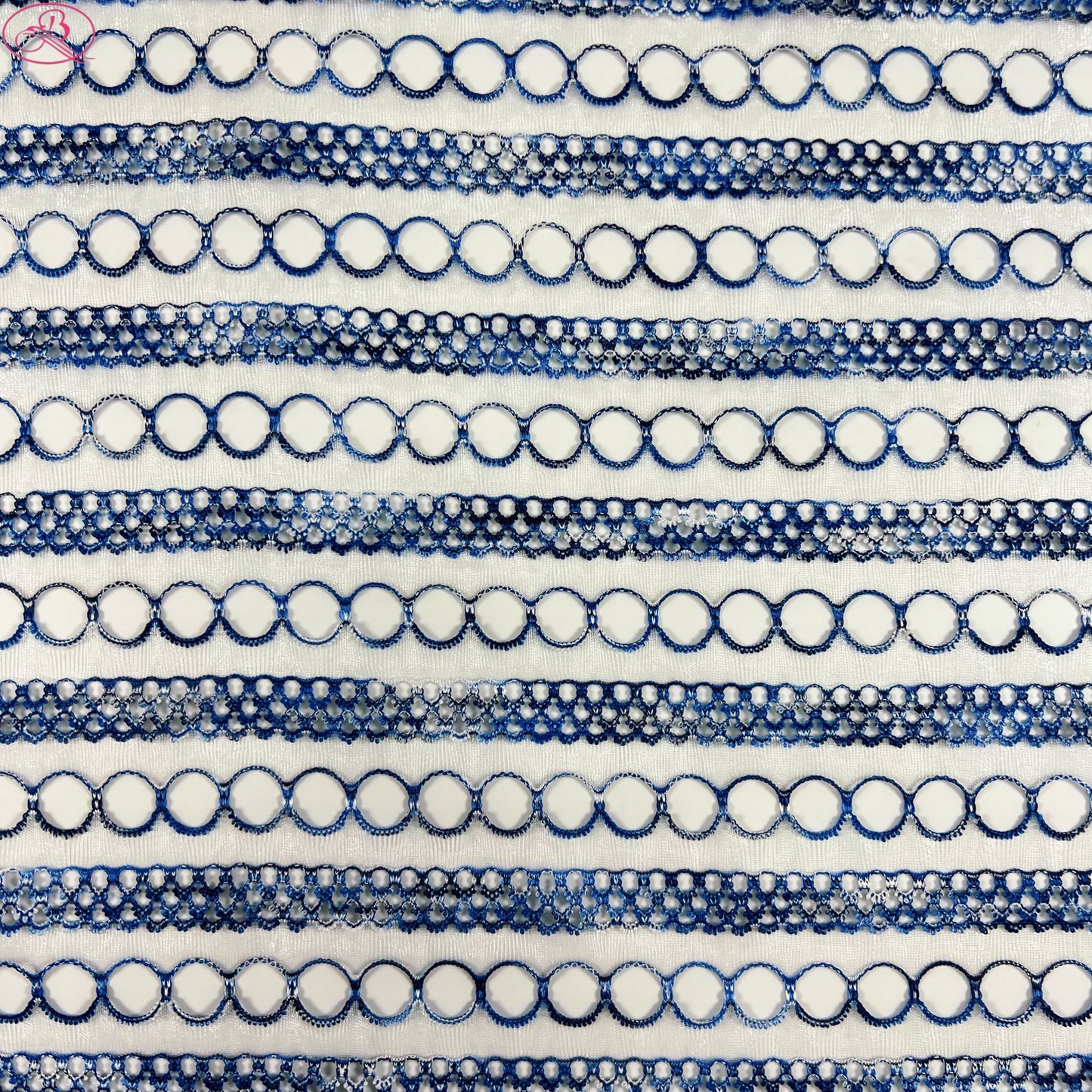 Yarn-Dyed Sheer Fabric with Circular Cut-Outs & Silver Sparkling Threads – Shimmery Summer Textile「七彩链条」