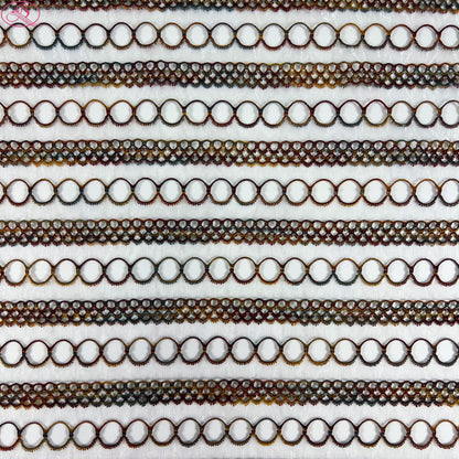 Yarn-Dyed Sheer Fabric with Circular Cut-Outs & Silver Sparkling Threads – Shimmery Summer Textile「七彩链条」
