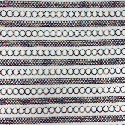 Yarn-Dyed Sheer Fabric with Circular Cut-Outs & Silver Sparkling Threads – Shimmery Summer Textile「七彩链条」