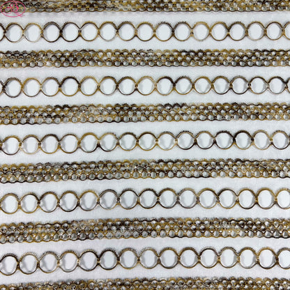 Yarn-Dyed Sheer Fabric with Circular Cut-Outs & Silver Sparkling Threads – Shimmery Summer Textile「七彩链条」
