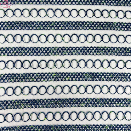Yarn-Dyed Sheer Fabric with Circular Cut-Outs & Silver Sparkling Threads – Shimmery Summer Textile「七彩链条」