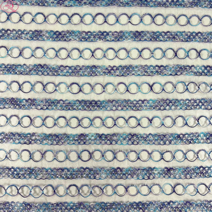 Yarn-Dyed Sheer Fabric with Circular Cut-Outs & Silver Sparkling Threads – Shimmery Summer Textile「七彩链条」