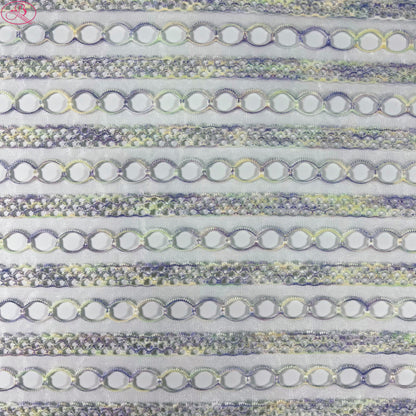 Yarn-Dyed Sheer Fabric with Circular Cut-Outs & Silver Sparkling Threads – Shimmery Summer Textile「七彩链条」