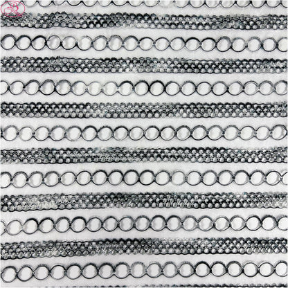 Yarn-Dyed Sheer Fabric with Circular Cut-Outs & Silver Sparkling Threads – Shimmery Summer Textile「七彩链条」