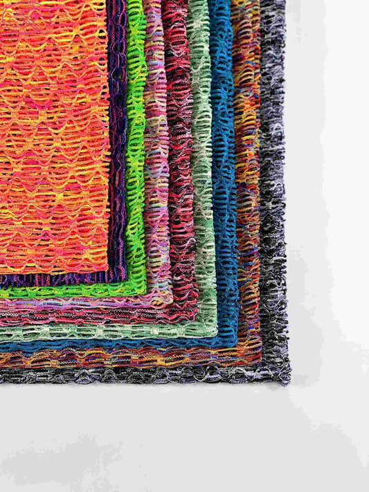 Sexy swimsuit fabric yarn-dyed mesh with high elasticity and multicolor diamond patterns.Rainbow-1 (七彩网格)