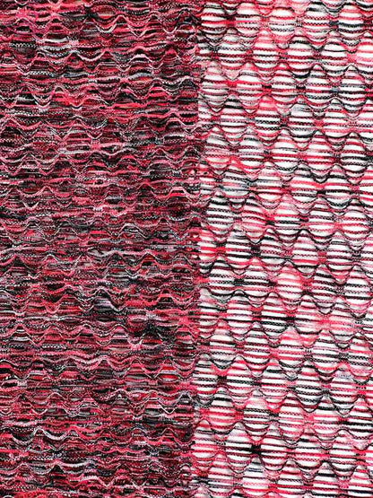 Sexy swimsuit fabric yarn-dyed mesh with high elasticity and multicolor diamond patterns.Rainbow-1 (七彩网格)