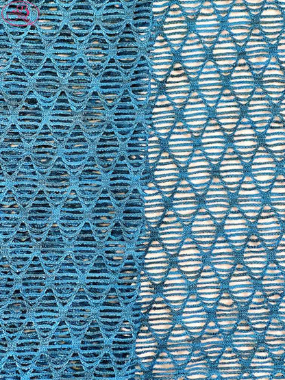Sexy swimsuit fabric yarn-dyed mesh with high elasticity and multicolor diamond patterns.Rainbow-1 (七彩网格)
