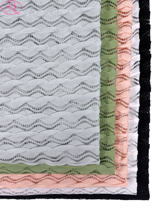 Lace Wave Stripe with Silver Thread Textile Knitted Jacquard Mesh Fabric「6213银线」