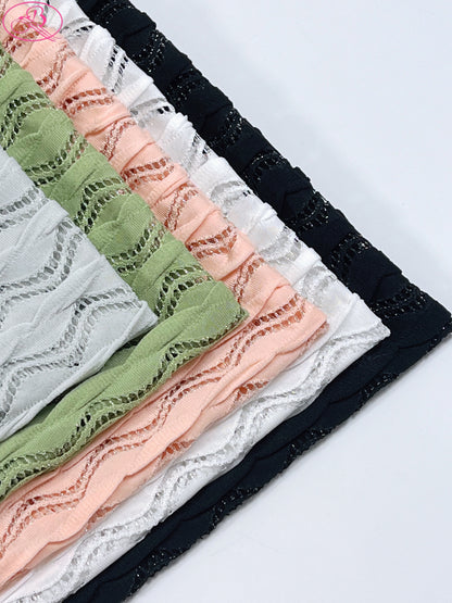Lace Wave Stripe with Silver Thread Textile Knitted Jacquard Mesh Fabric「6213银线」