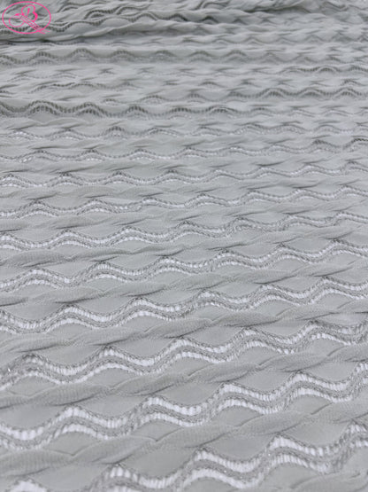 Lace Wave Stripe with Silver Thread Textile Knitted Jacquard Mesh Fabric「6213银线」