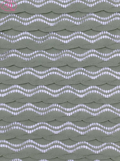 Lace Wave Stripe with Silver Thread Textile Knitted Jacquard Mesh Fabric「6213银线」