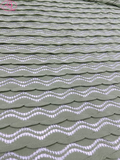 Lace Wave Stripe with Silver Thread Textile Knitted Jacquard Mesh Fabric「6213银线」