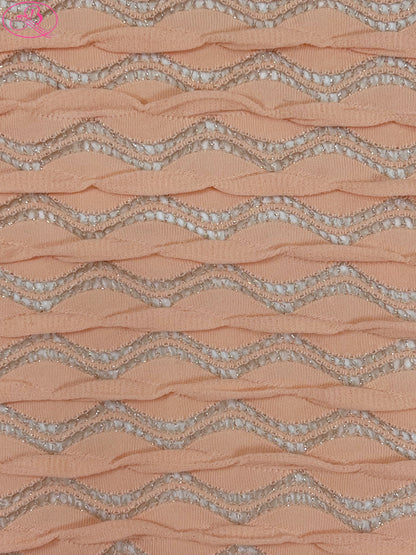 Lace Wave Stripe with Silver Thread Textile Knitted Jacquard Mesh Fabric「6213银线」