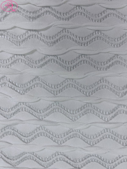 Lace Wave Stripe with Silver Thread Textile Knitted Jacquard Mesh Fabric「6213银线」