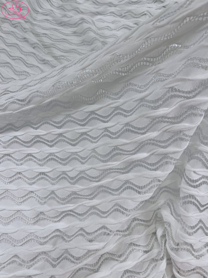 Lace Wave Stripe with Silver Thread Textile Knitted Jacquard Mesh Fabric「6213银线」