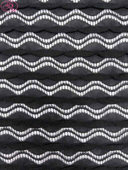 Lace Wave Stripe with Silver Thread Textile Knitted Jacquard Mesh Fabric「6213银线」