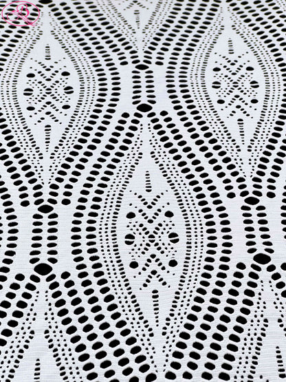Leaf Patterned Lace Wave Stripe High Elasticity Sexy Knitted Jacquard Mesh Fabric「89001」
