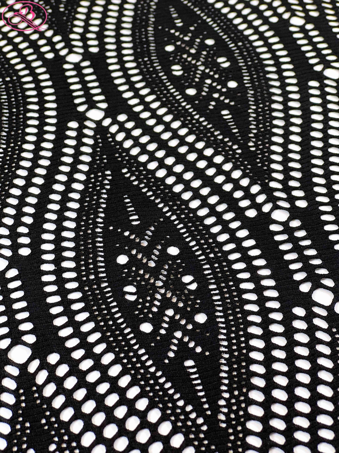Leaf Patterned Lace Wave Stripe High Elasticity Sexy Knitted Jacquard Mesh Fabric「89001」